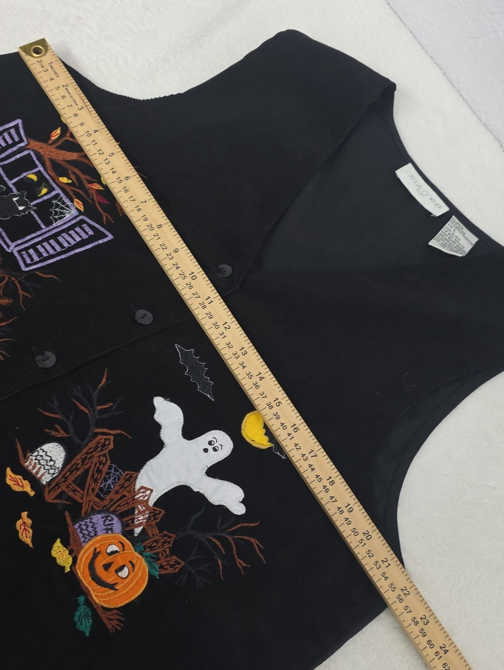 Casual Corner Vintage Halloween Embroidered Vest Size Large Black - Picture 4 of 7